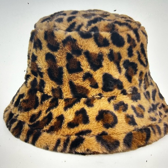 Leopard Print Faux Fur Bucket Hat by Fashion City - Picture 2 of 4